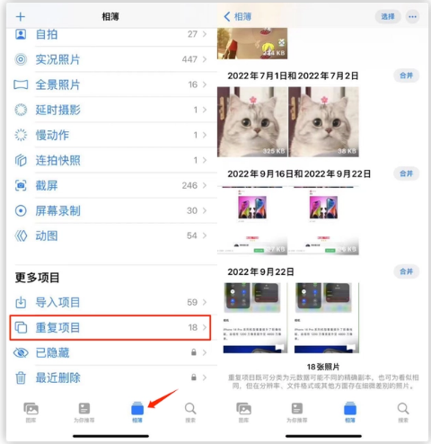 马关苹果手机维修分享iOS 16 中相册重复项目功能使用方法 