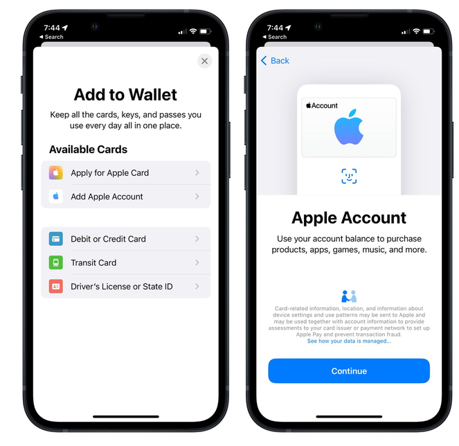 马关苹果手机维修分享iOS 15.5钱包App如何添加 Apple 账户 