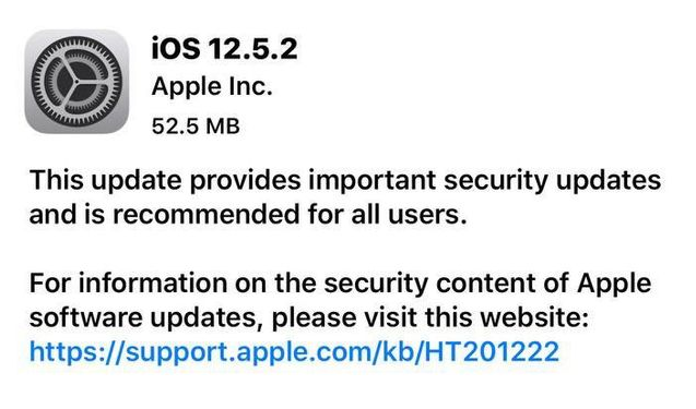 马关苹果手机维修分享iOS12.5.2发布，建议所有老苹果用户安装 